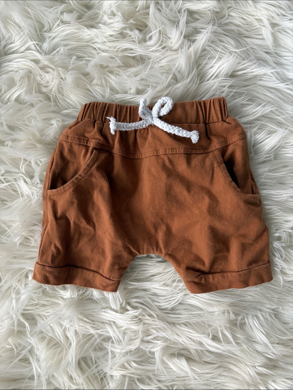 Rust Brown Toddler Drawstring Cotton Shorts